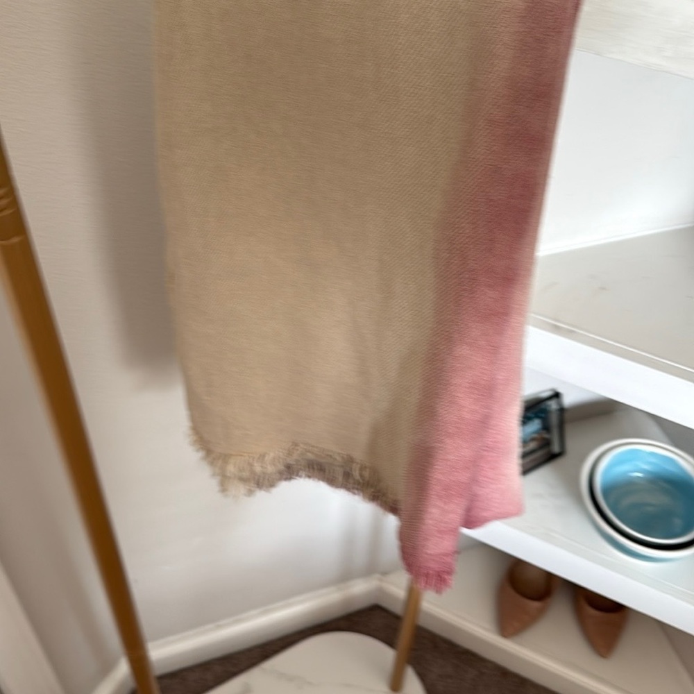 Pink and Cream Fringed Scarf